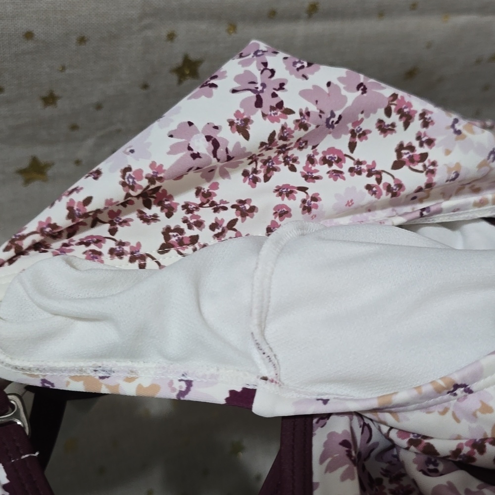 NWOT AdoreMe 1X Floral One-Piece Swimsuit w/Lace-Up Detail & Hooked Back Clasp - Picture 4 of 4
